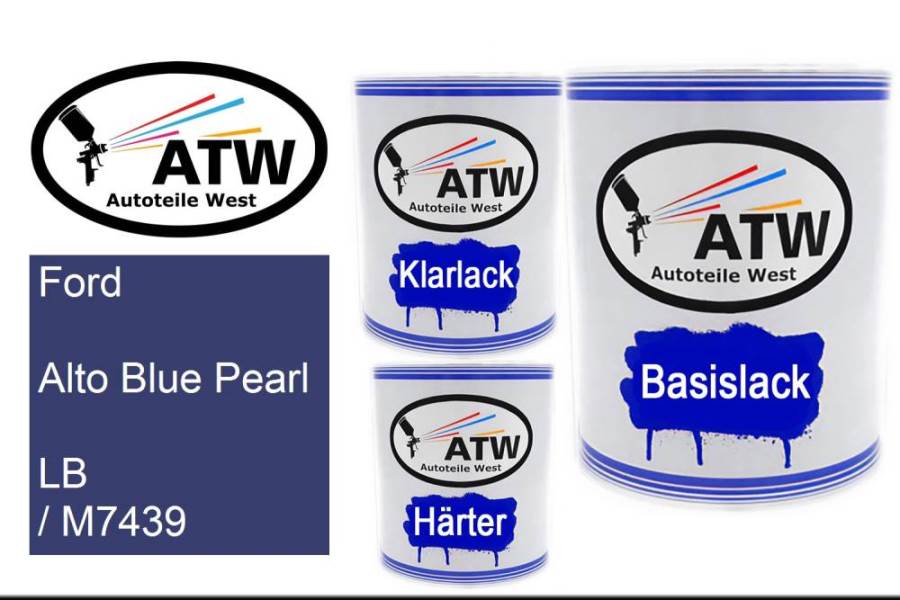 Ford, Alto Blue Pearl, LB / M7439: 1L Lackdose + 1L Klarlack + 500ml Härter - Set, von ATW Autoteile West.